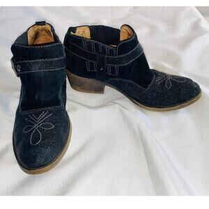 Naya Selma Black Sparkle Suede Western‎ Ankle Boots - Women's Size 8 M
